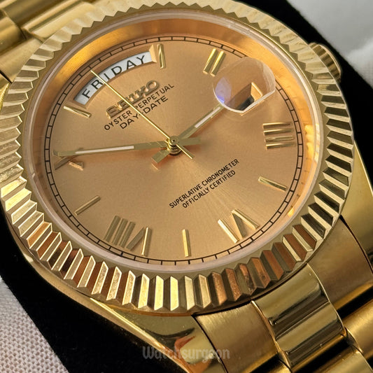 Custom Seiko Daydate with Gold Roman Dial