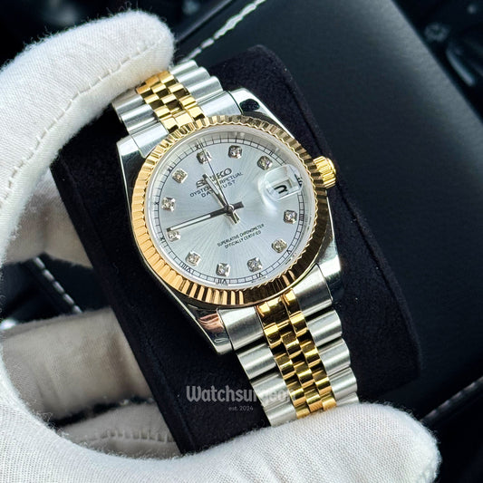 Custom Seiko with Whie Pearl Gem Dial