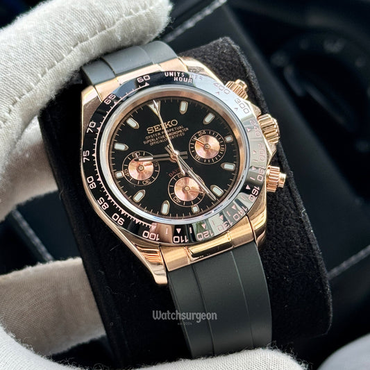 Custom Seiko Daytona Inspired with Black Dial