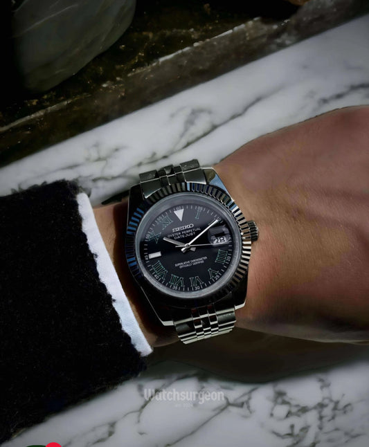 Custom Seiko Black Wimbledon Dial