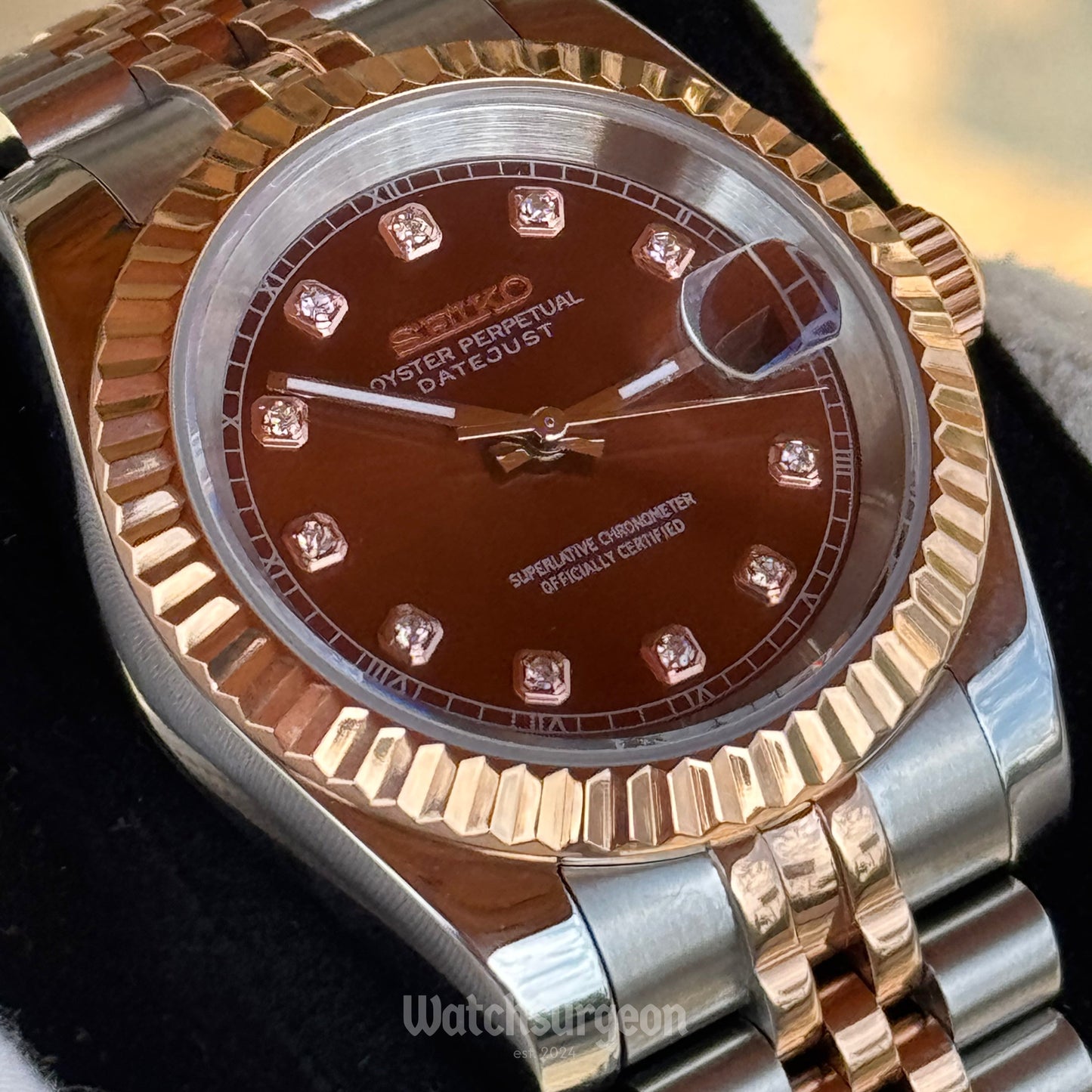 Custom Seiko with Chocolate Diamond Dial