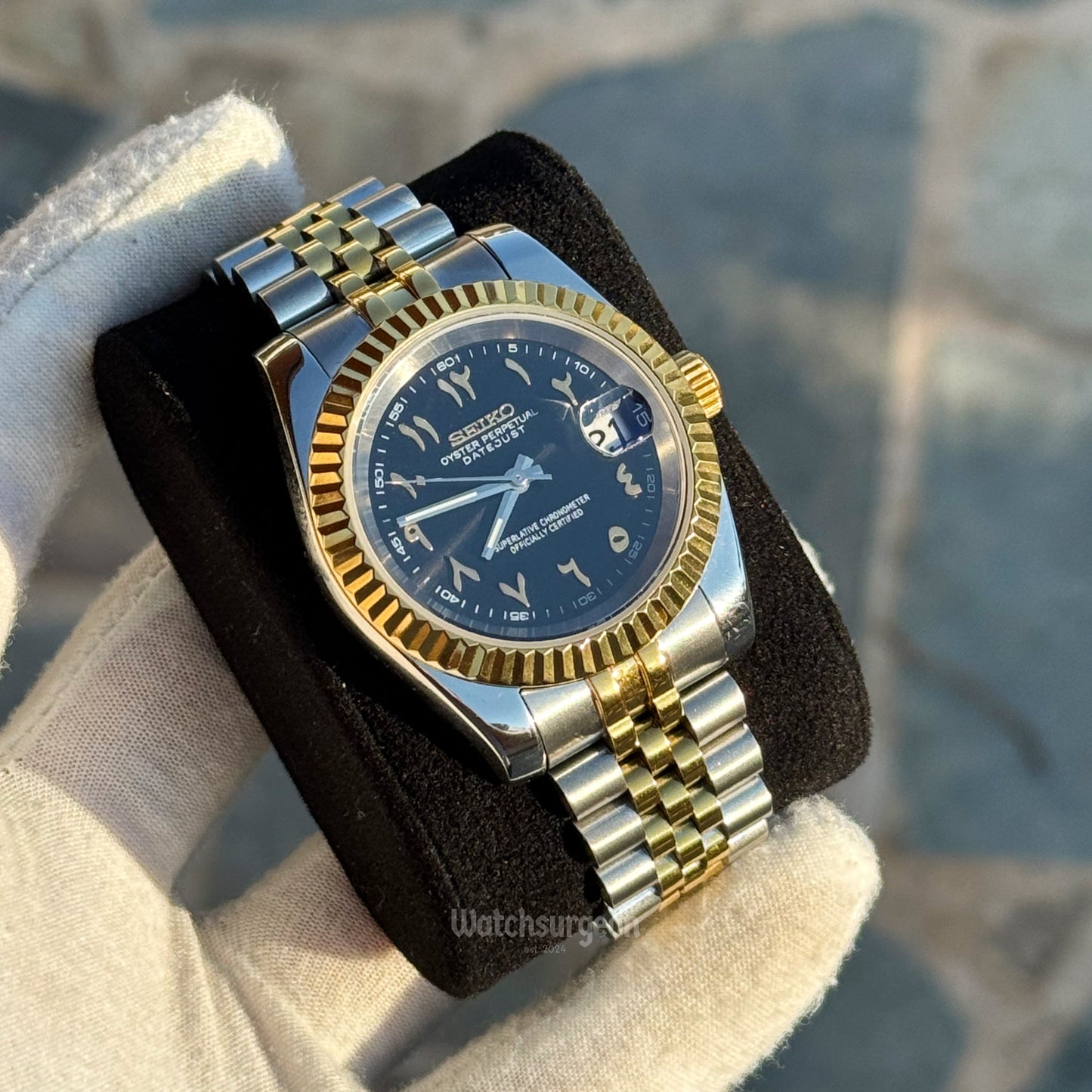 Custom Seiko with Black/Gold Arabic Dial