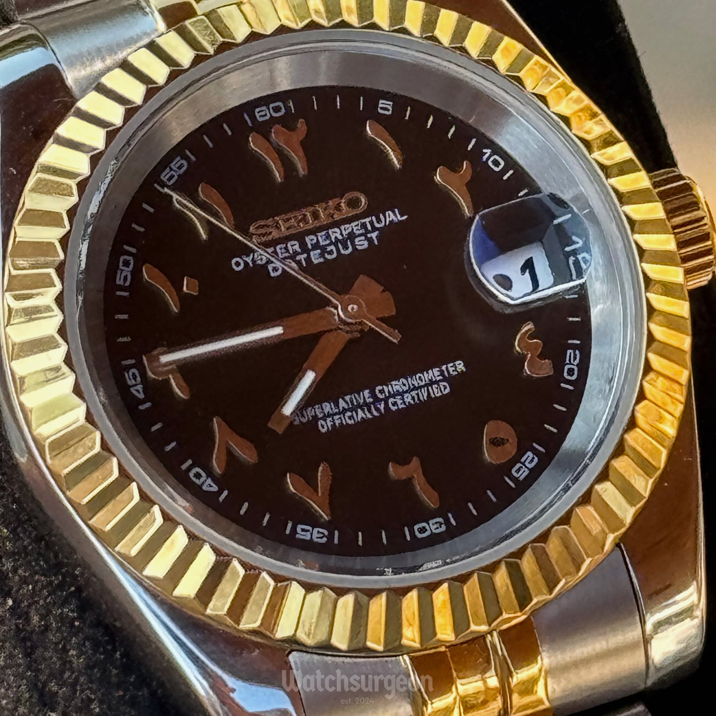 Custom Seiko with Black/Gold Arabic Dial