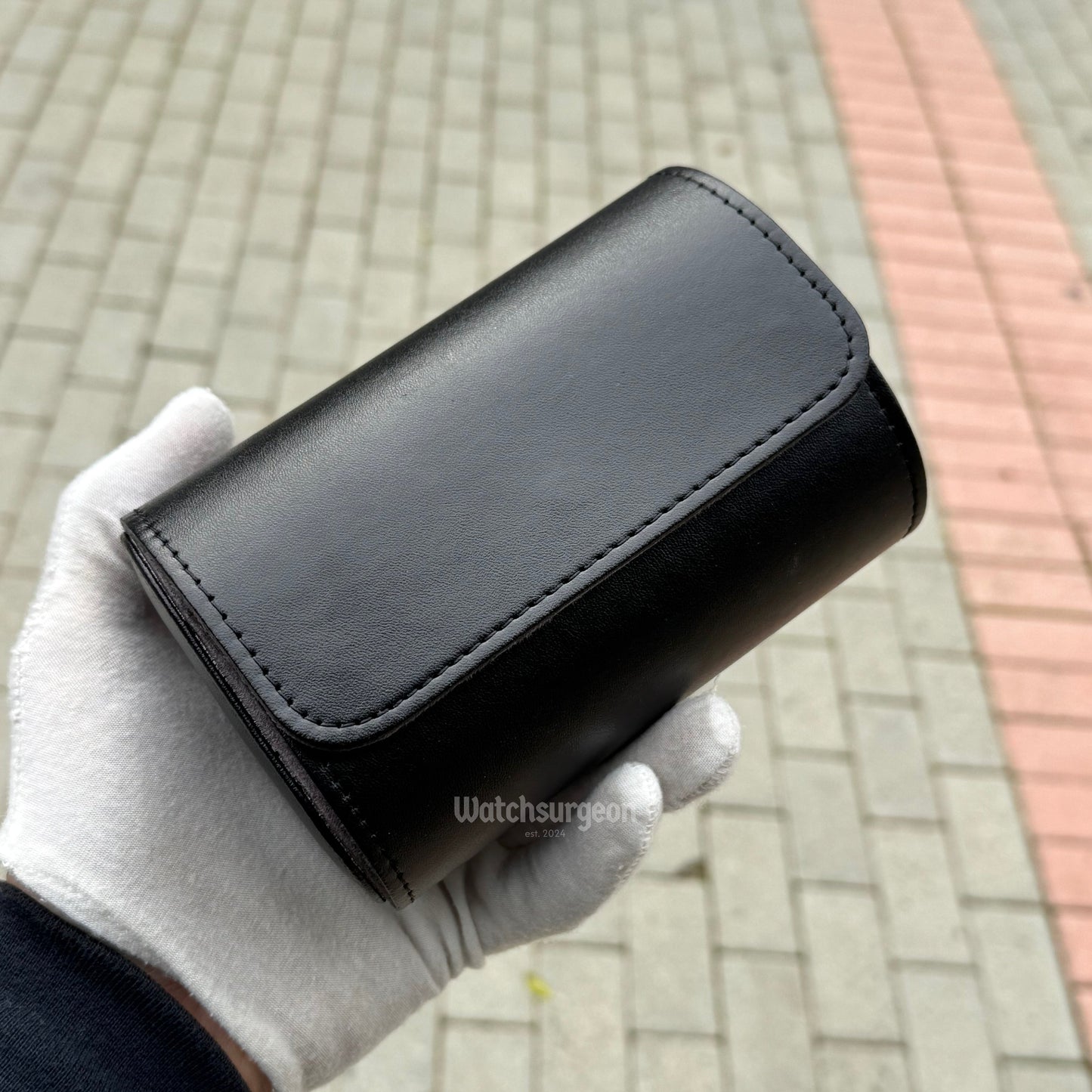 Black Leather Travel Case - 2 Slots