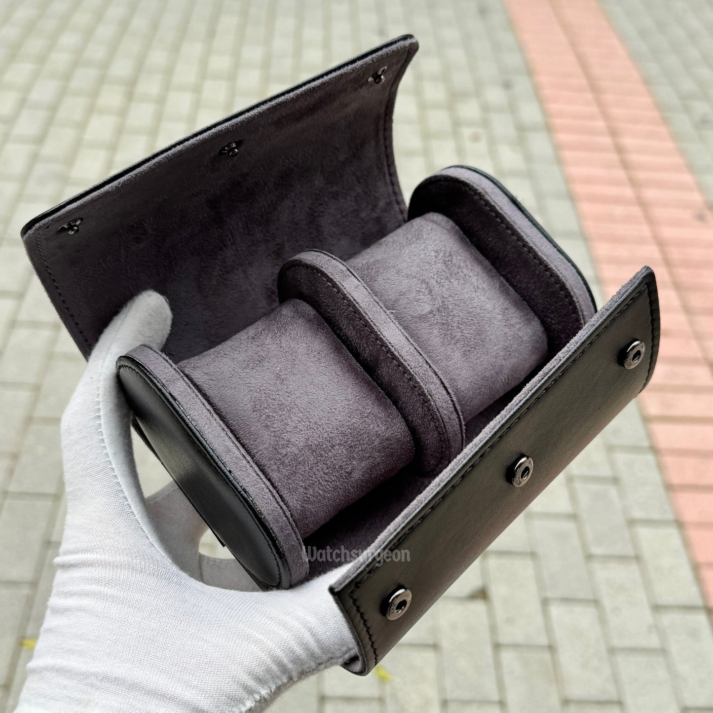 Black Leather Travel Case - 2 Slots