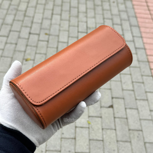Brown Leather Travel Case - 3 Slots