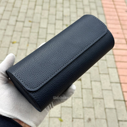 Navy Blue Leather Travel Case - 3 Slots