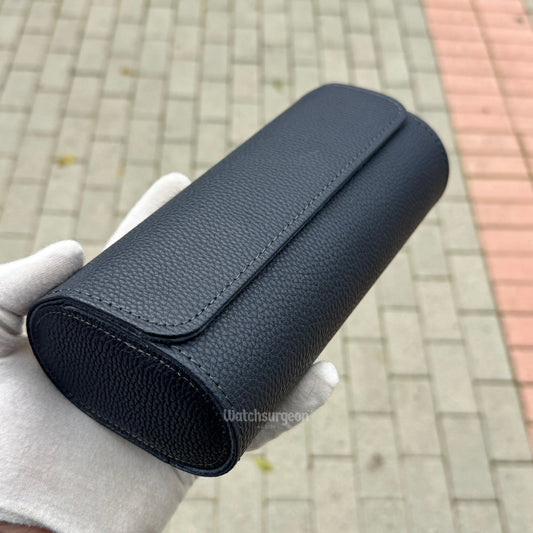 Navy Blue Leather Travel Case - 3 Slots