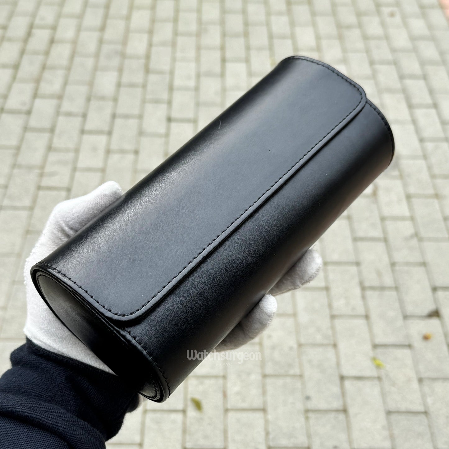 Black Leather Travel Case - 3 Slots