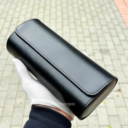 Black Leather Travel Case - 3 Slots