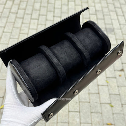 Black Leather Travel Case - 3 Slots