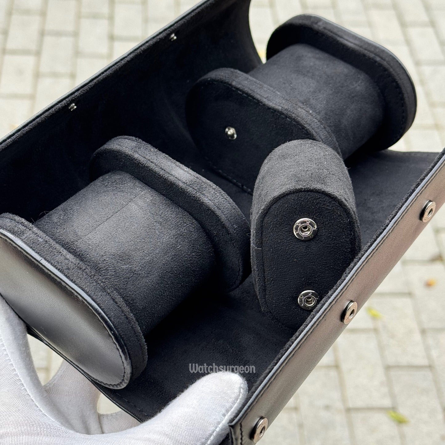 Black Leather Travel Case - 3 Slots