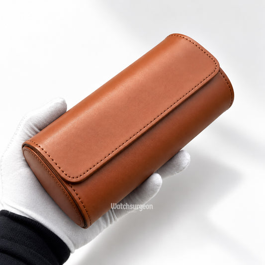 Brown Leather Travel Case - 3 Slots