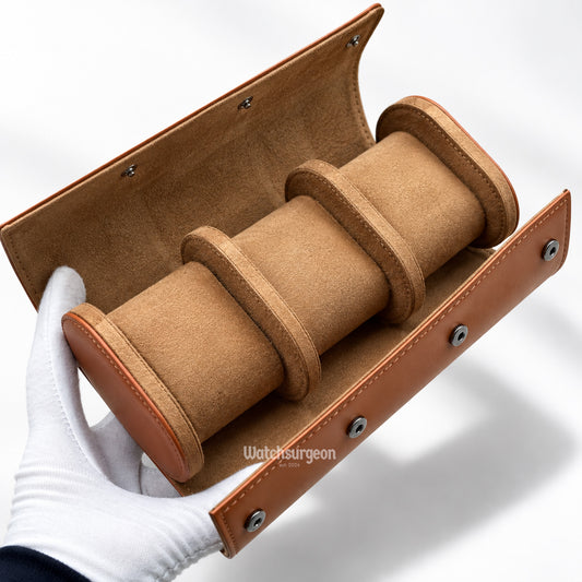 Brown Leather Travel Case - 3 Slots