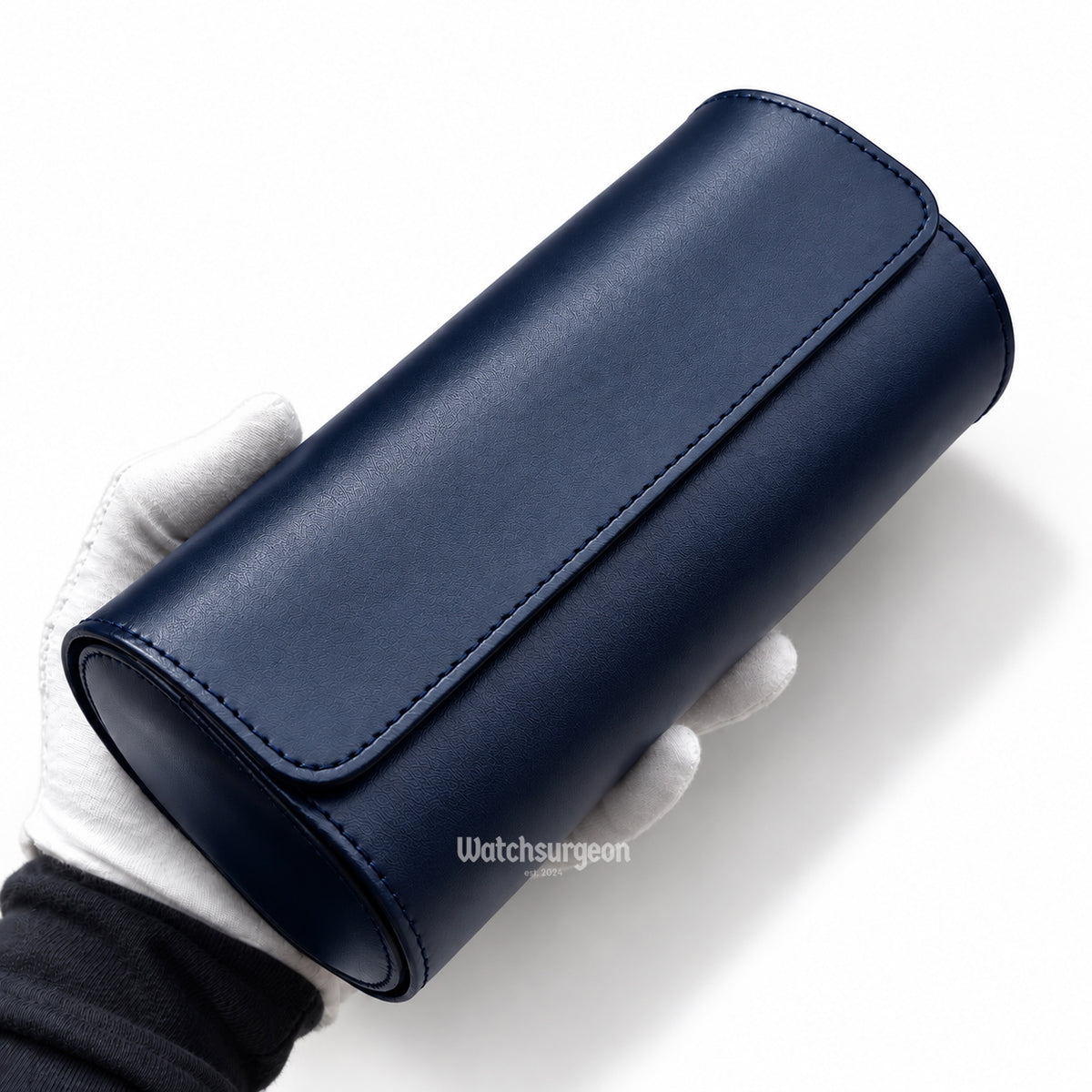 Navy Blue Leather Travel Case - 3 Slots