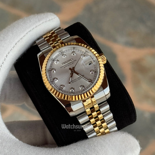Custom Seiko with Whie Pearl Gem Dial