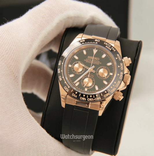 Custom Seiko Daytona Inspired with Black Dial