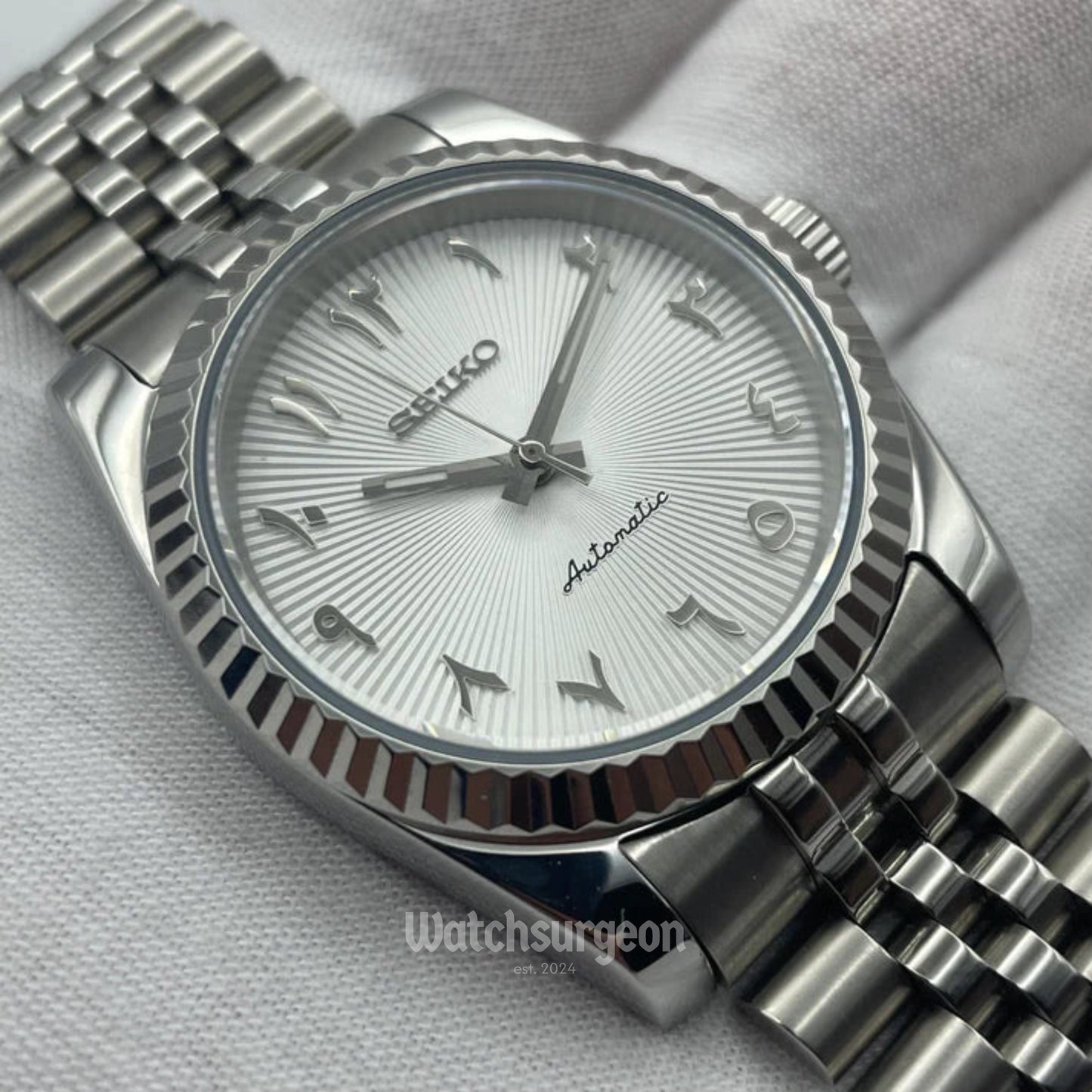 Custom Seiko with White Arabic Dial