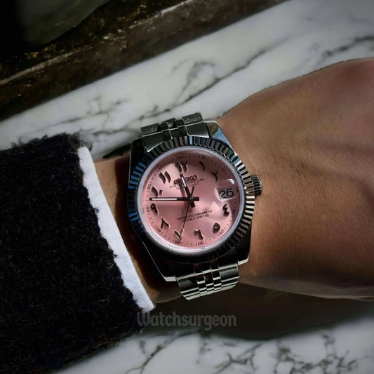 Custom Seiko with Pink Arabic Dial