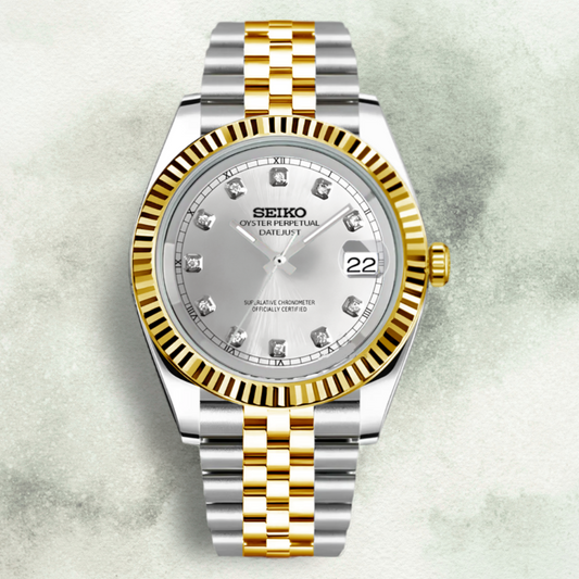 Custom Seiko with Whie Pearl Gem Dial