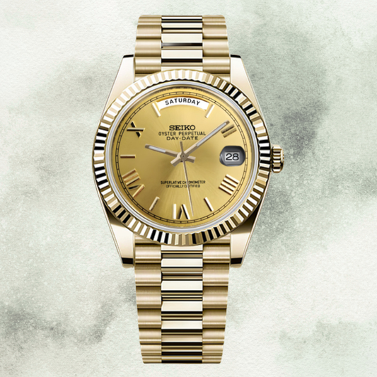 Custom Seiko Daydate with Gold Roman Dial