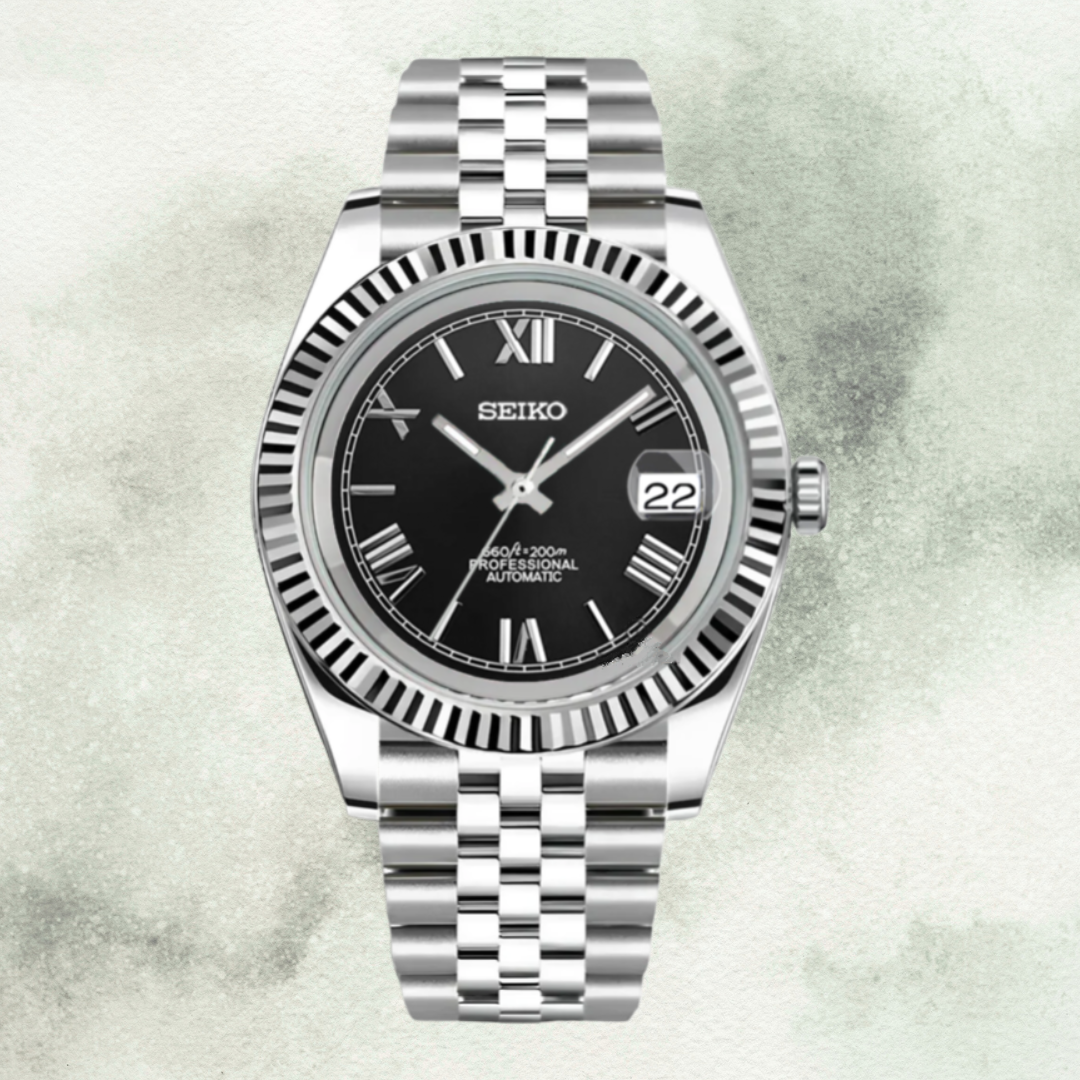 Custom Seiko with Black Roman Dial