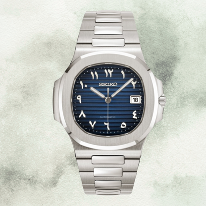 Custom Seiko Nautilus Inspired with Navy Blue Arabic Dial