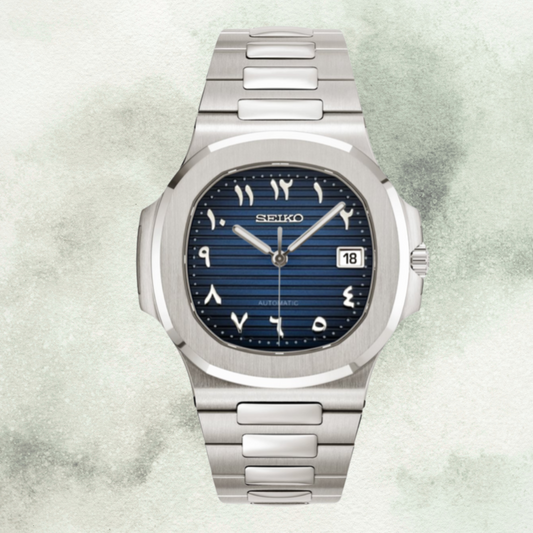 Custom Seiko Nautilus Inspired with Navy Blue Arabic Dial