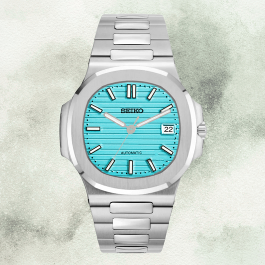 Custom Seiko Nautilus Inspired with Sky Blue Dial