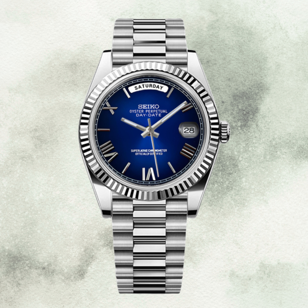 Custom Seiko Daydate with Blue Roman Dial