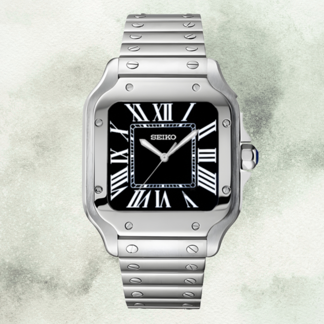 Custom Seiko Santos Inspired with Black Roman Dial