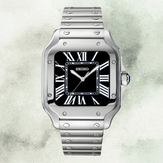 Custom Seiko Santos Inspired with Black Roman Dial