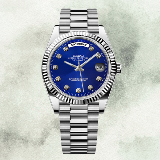 Custom Seiko Daydate with Blue Gem Dial