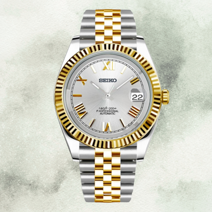 Custom Seiko with White-Gold Roman Dial