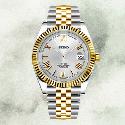 Custom Seiko with White-Gold Roman Dial