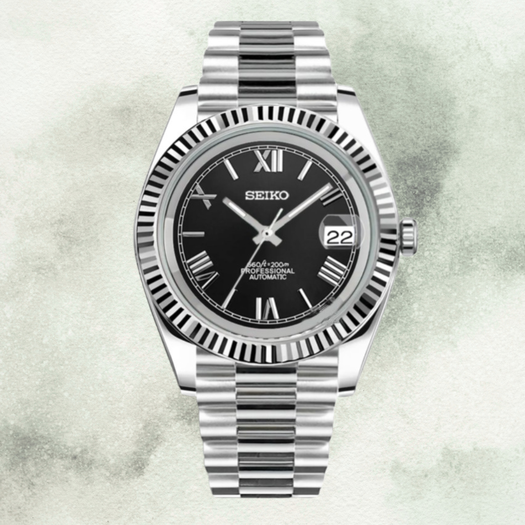 Custom Seiko with Black Roman Dial