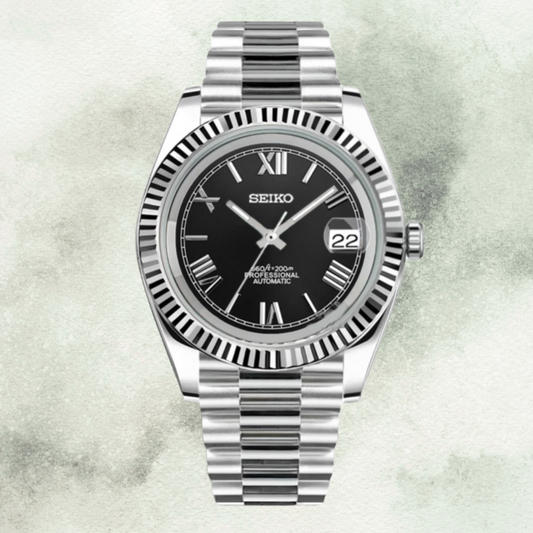Custom Seiko with Black Roman Dial