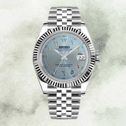 Custom Seiko with Sky Blue Arabic dial