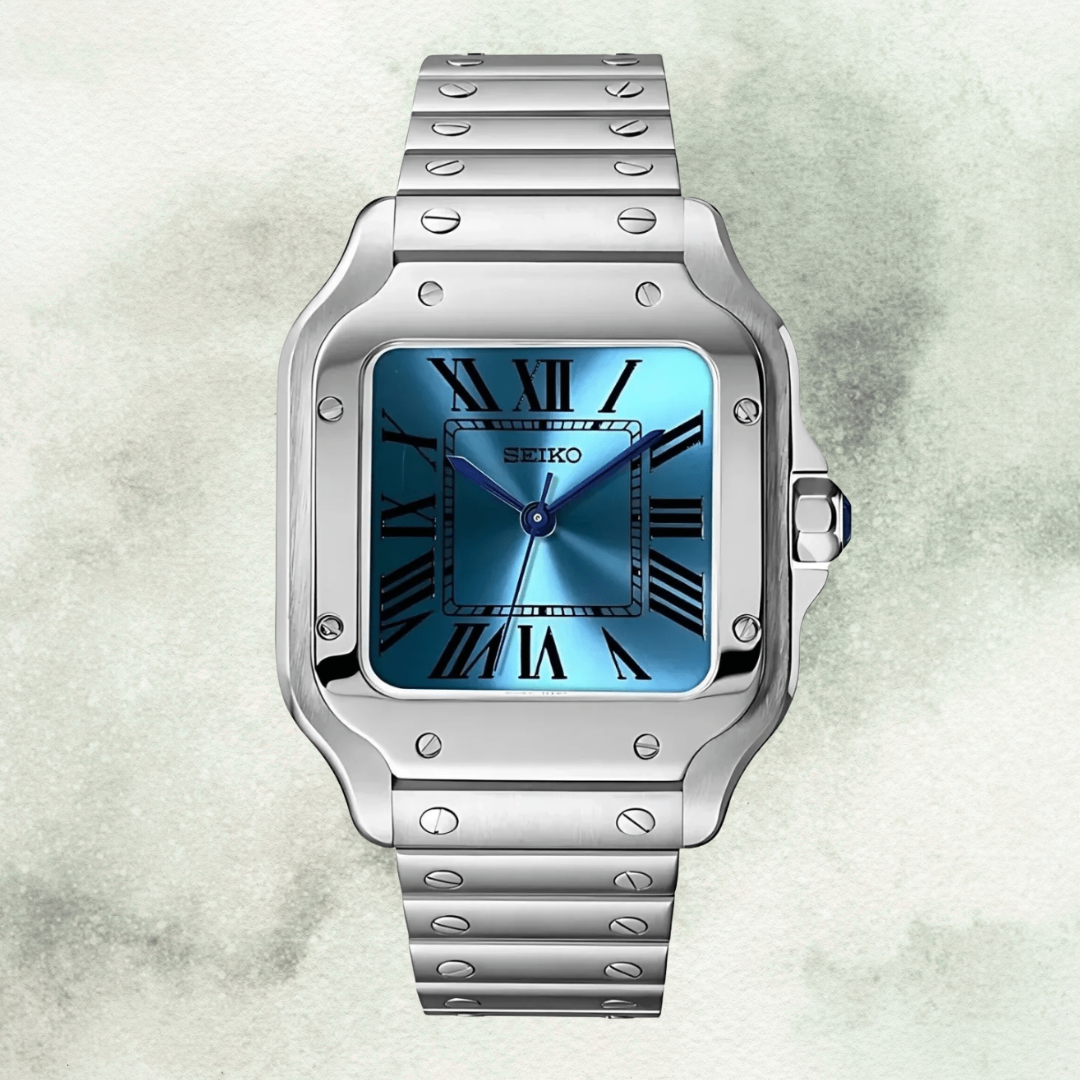 Custom Seiko Santos Inspired with Sky Blue Roman Dial