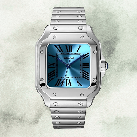 Custom Seiko Santos Inspired with Sky Blue Roman Dial