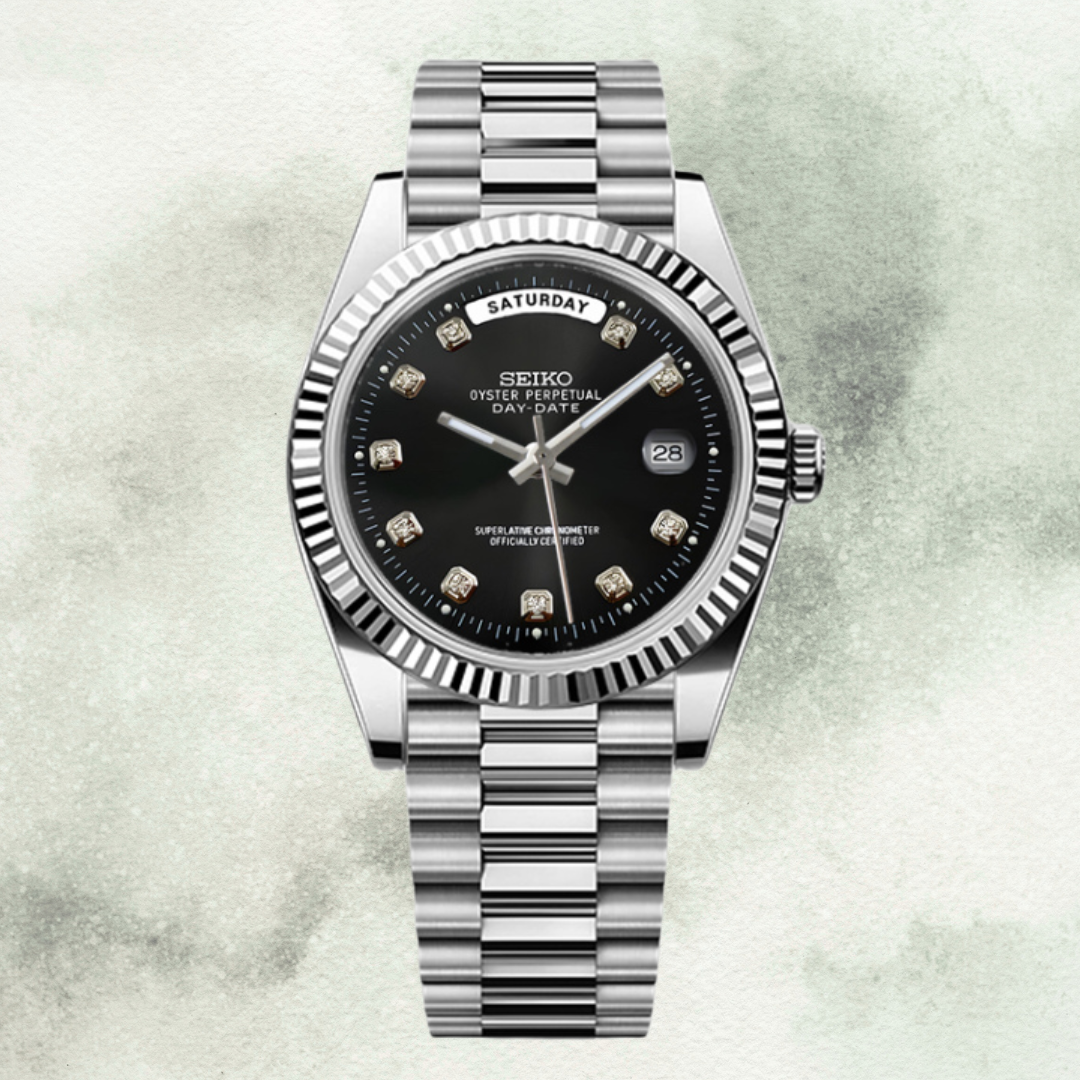 Custom Seiko Daydate with Gem Black Dial