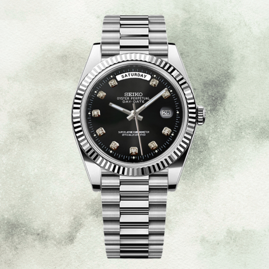 Custom Seiko Daydate with Gem Black Dial
