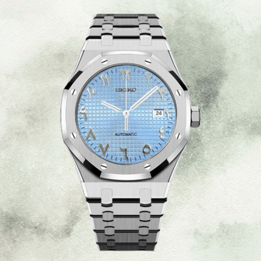 Custom Seiko Royal Oak with Sky Blue Arabic Dial