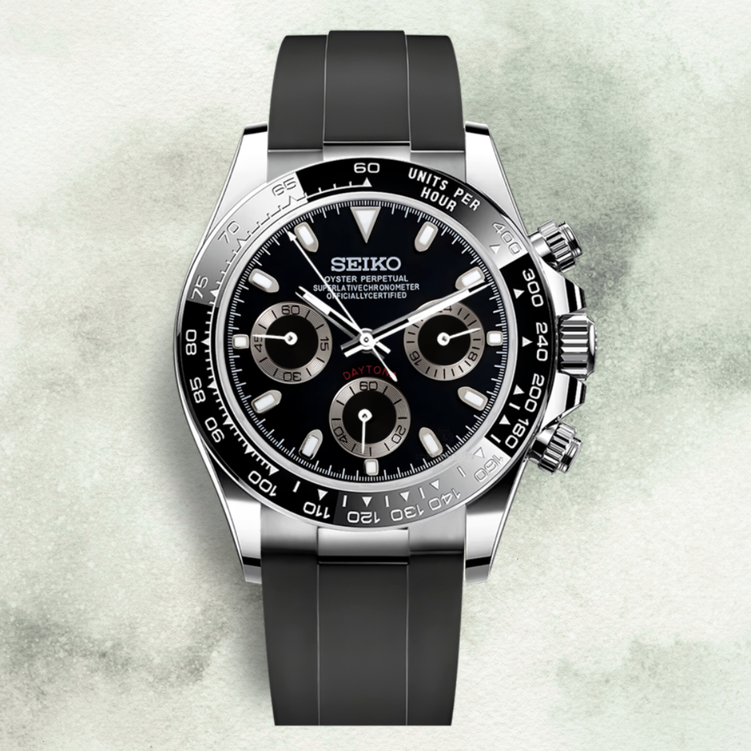 Custom Seiko Daytona Inspired with Black Dial