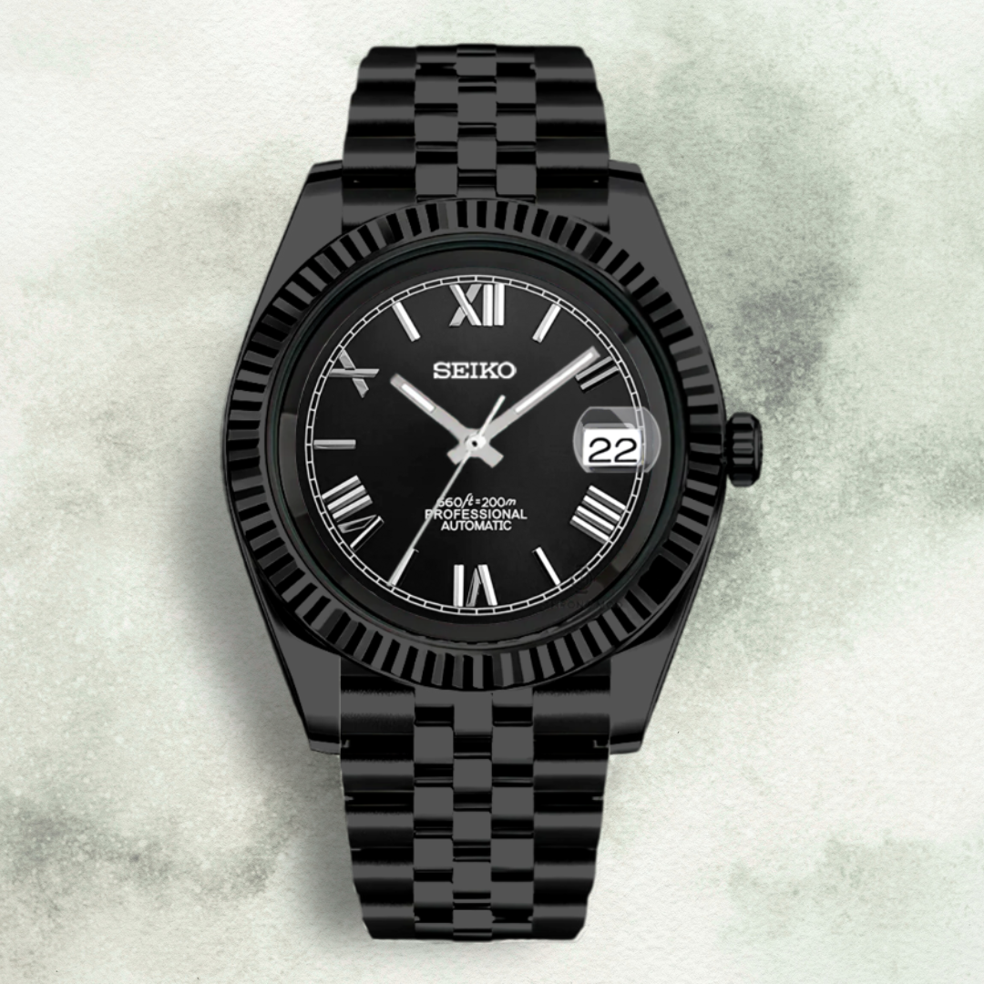 Custom Seiko with Black Roman Dial