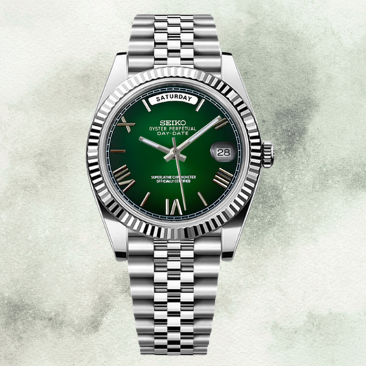 Custom Seiko Daydate with Green Roman Dial