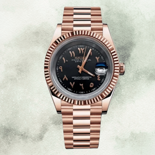 Custom Seiko with Black/Rose Gold Arabic Dial