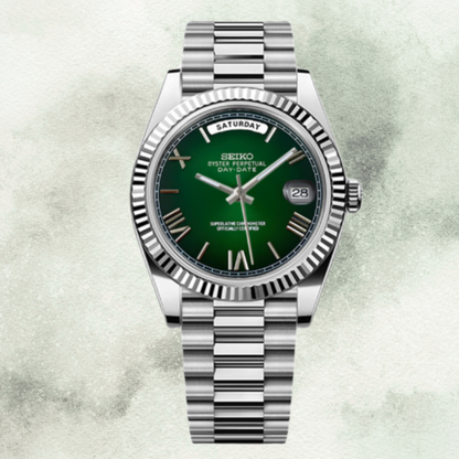 Custom Seiko Daydate with Green Roman Dial