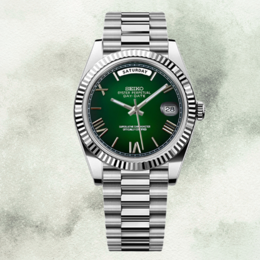 Custom Seiko Daydate with Green Roman Dial