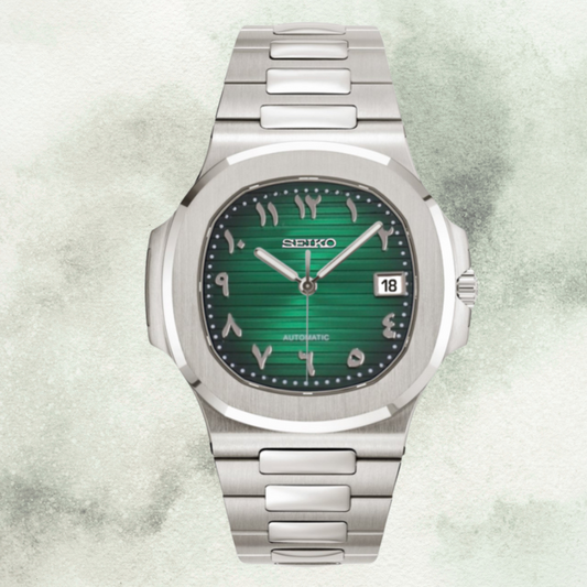 Custom Seiko Nautilus Inspired with Green Arabic Dial